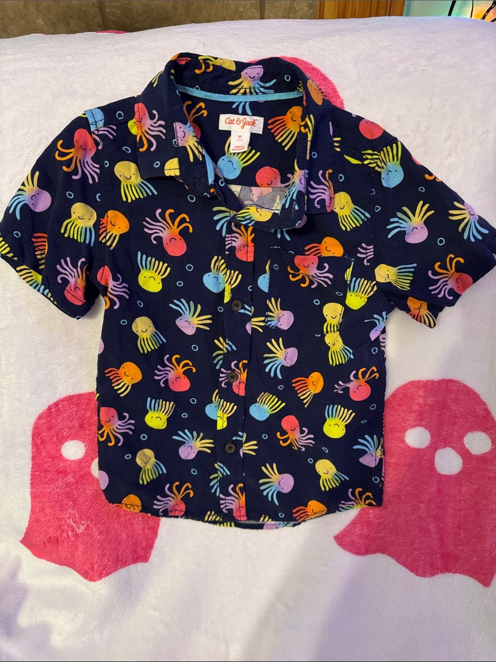 Target Cat & Jack Button Down Octopus Pocket Shirt